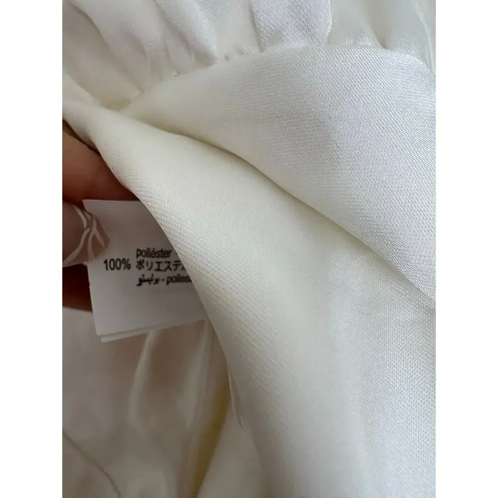 Zara White Satin High Neck Cowl Back Top Size XS Draped Tie Back Quiet Luxury